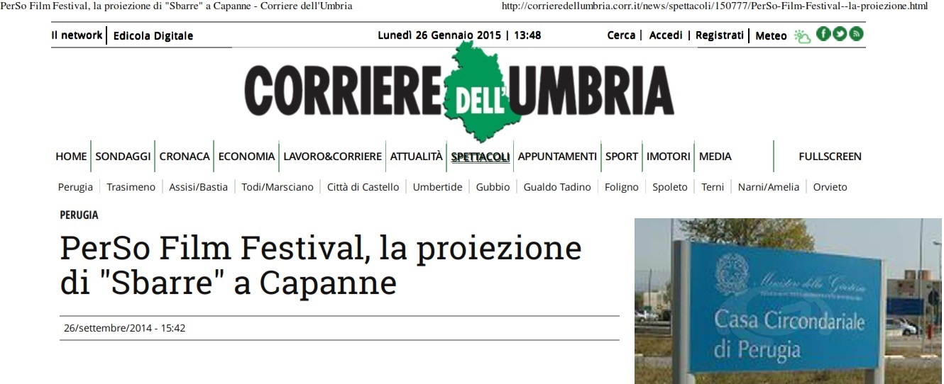 20140926 PerSo Film Festival la proiezione di  Sbarre  a Capanne - Corriere dellUmbria INJAWARA